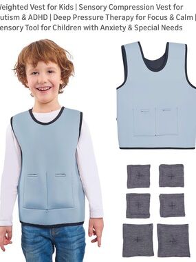 Kids Light Blue Sensory Compression Vest for Calm & Focus